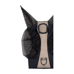 Tweekleurig Equestro vliegenmasker van mesh Antraciet / grijze flanelle