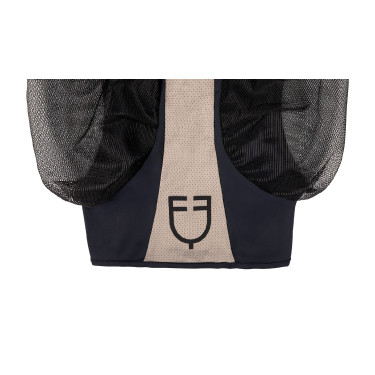 Tweekleurig Equestro vliegenmasker van mesh Antraciet / grijze flanelle