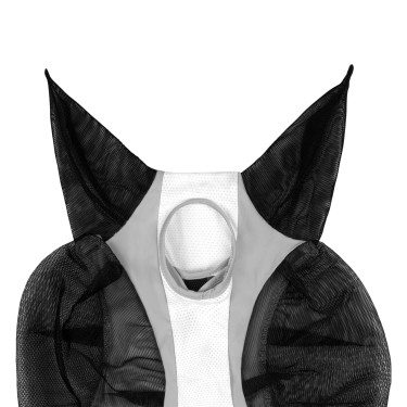 Masque anti-mouches Equestro bicolore en mesh Roche lunaire / blanc brillant