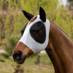 Tweekleurig Equestro vliegenmasker van mesh Maansteen / glanzend wit