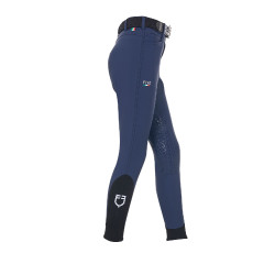 Kinderrijbroek unisex Equestro x FISE met kniestukken grip Marineblazer Marineblauw