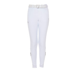 Pantalon d’équitation enfant unisexe Equestro x FISE grip genoux Blanc