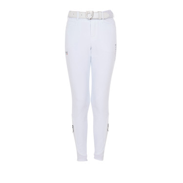 Pantalon d’équitation enfant unisexe Equestro x FISE grip genoux Blanc