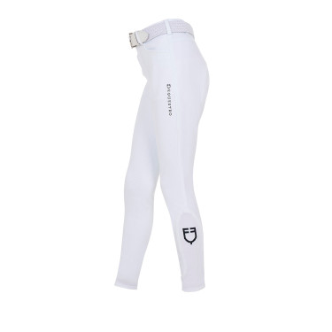 Pantalon d’équitation enfant unisexe Equestro x FISE grip genoux Blanc