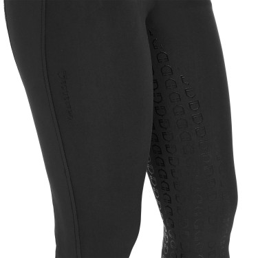Pantalon d’équitation femme Equestro full grip taille haute doublé polaire Noir