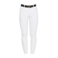 Dames rijbroek Equestro full grip hoge taille gevoerd met fleece Wit