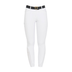 Dames rijbroek Equestro full grip hoge taille gevoerd met fleece Wit