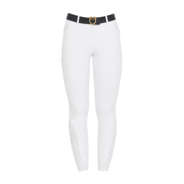 Dames rijbroek Equestro full grip hoge taille gevoerd met fleece Wit