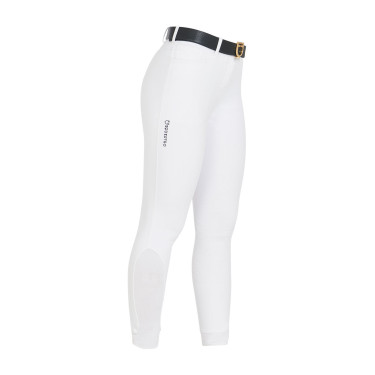 Dames rijbroek Equestro full grip hoge taille gevoerd met fleece Wit