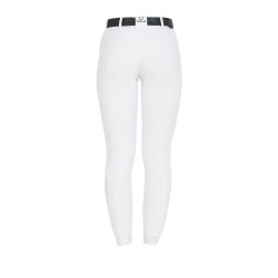 Pantalon d’équitation femme Equestro full grip taille haute doublé polaire Blanc