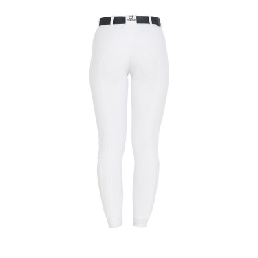 Pantalon d’équitation femme Equestro full grip taille haute doublé polaire Blanc