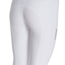 Dames rijbroek Equestro full grip hoge taille gevoerd met fleece Wit