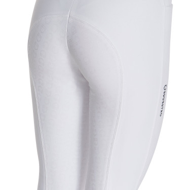 Dames rijbroek Equestro full grip hoge taille gevoerd met fleece Wit
