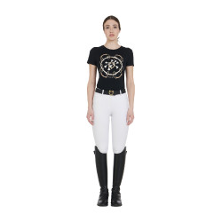 Dames rijbroek Equestro full grip hoge taille gevoerd met fleece Wit