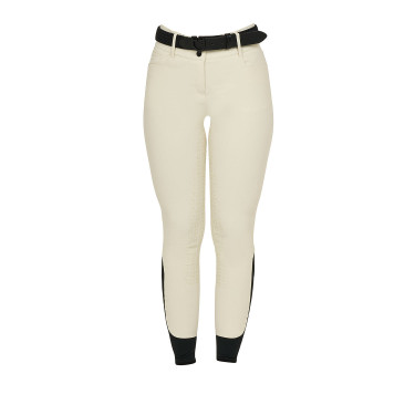 Dames rijbroek Equestro met kniestGrip hoge taille Antiek wit Beige