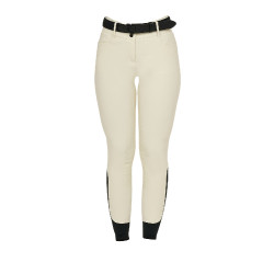 Pantalon d’équitation femme Equestro grip genoux taille haute Blanc antique Beige Pantalon d’équitation femme Equestro grip genoux taille haute Blanc antique Beige