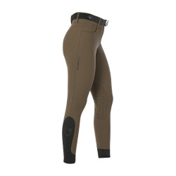 Pantalon d’équitation femme Equestro grip genoux taille haute Walnut Marron