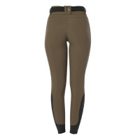 Pantalon d’équitation femme Equestro grip genoux taille haute Walnut Marron