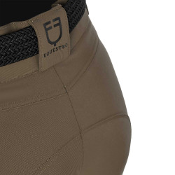 Pantalon d’équitation femme Equestro grip genoux taille haute Walnut Marron
