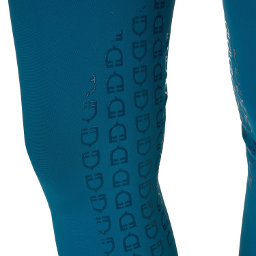 Pantalon d’équitation femme Equestro grip genoux taille haute Coral bleu