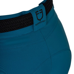 Pantalon d’équitation femme Equestro grip genoux taille haute Coral bleu