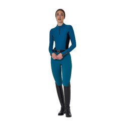 Dames rijbroek Equestro met kniestGrip hoge taille Koraalblauw