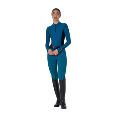 Pantalon d’équitation femme Equestro grip genoux taille haute Coral bleu
