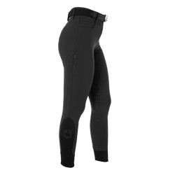 Pantalon d’équitation femme Equestro grip genoux taille haute Noir
