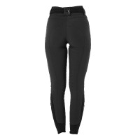 Pantalon d’équitation femme Equestro grip genoux taille haute Noir