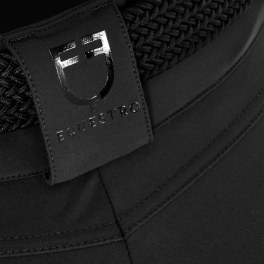 Pantalon d’équitation femme Equestro grip genoux taille haute Noir