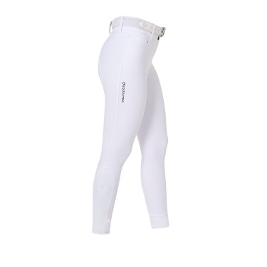 Pantalon d’équitation femme Equestro grip genoux taille haute Blanc