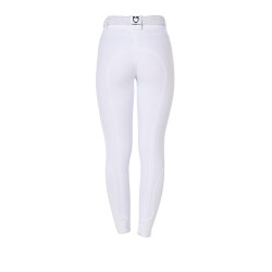 Pantalon d’équitation femme Equestro grip genoux taille haute Blanc