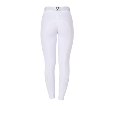 Pantalon d’équitation femme Equestro grip genoux taille haute Blanc