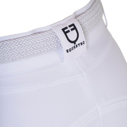 Pantalon d’équitation femme Equestro grip genoux taille haute Blanc