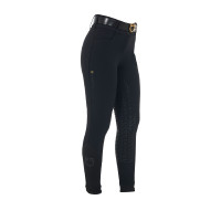 Pantalon d’équitation femme Equestro grip genoux taille haute doublé polaire Noir