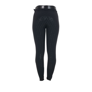 Pantalon d’équitation femme Equestro grip genoux taille haute doublé polaire Noir