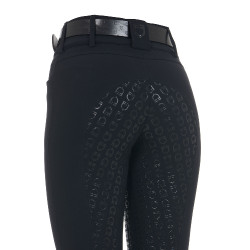 Pantalon d’équitation femme Equestro grip genoux taille haute doublé polaire Noir