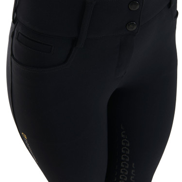 Dames rijbroek Equestro met kniest grip, hoge taille, gevoerd met fleece Zwart Dames rijbroek Equestro met kniest grip, hoge taille, gevoerd met fleece Zwart