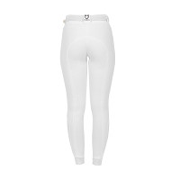 Pantalon d’équitation femme Equestro grip genoux taille haute doublé polaire Blanc
