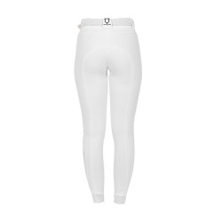 Pantalon d’équitation femme Equestro grip genoux taille haute doublé polaire Blanc
