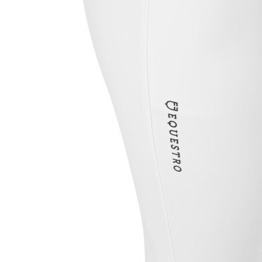 Pantalon d’équitation femme Equestro grip genoux taille haute doublé polaire Blanc