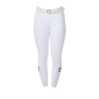 Pantalon d’équitation femme Equestro x FISE full grip Blanc
