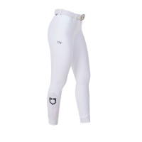 Pantalon d’équitation femme Equestro x FISE full grip Blanc
