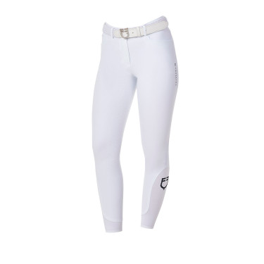 Pantalon d’équitation femme Equestro x FISE full grip Blanc