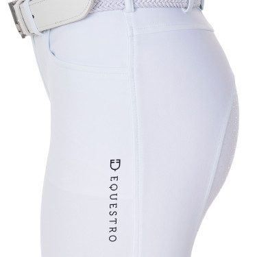 Pantalon d’équitation femme Equestro x FISE full grip Blanc