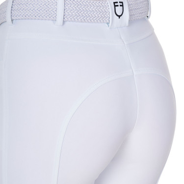 Pantalon d’équitation femme Equestro x FISE grip genoux Blanc