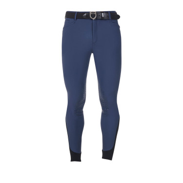 Pantalon d’équitation homme Equestro x FISE grip genoux Marine blazer Bleu marine