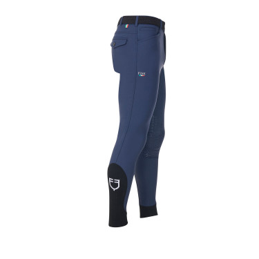 Pantalon d’équitation homme Equestro x FISE grip genoux Marine blazer Bleu marine