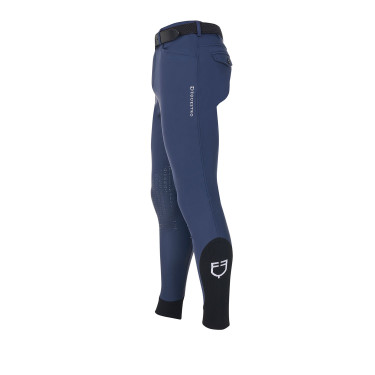 Heren rijbroek Equestro x FISE met kniest grip Marineblazer Marineblauw