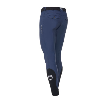Pantalon d’équitation homme Equestro x FISE grip genoux Marine blazer Bleu marine